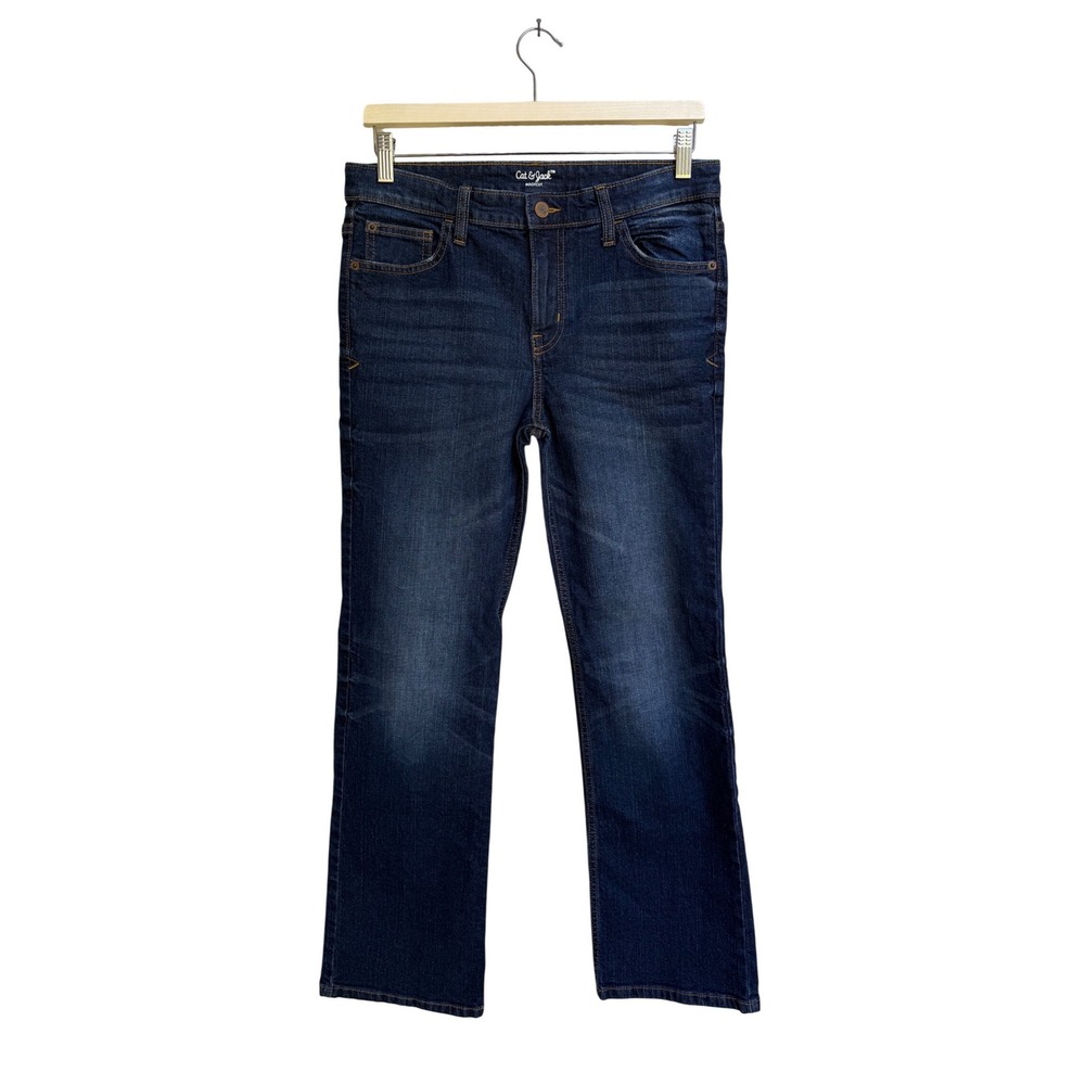 Cat & Jack Kids Dark Wash Bootcut Denim Jeans Adjustable Waist Size 16‎